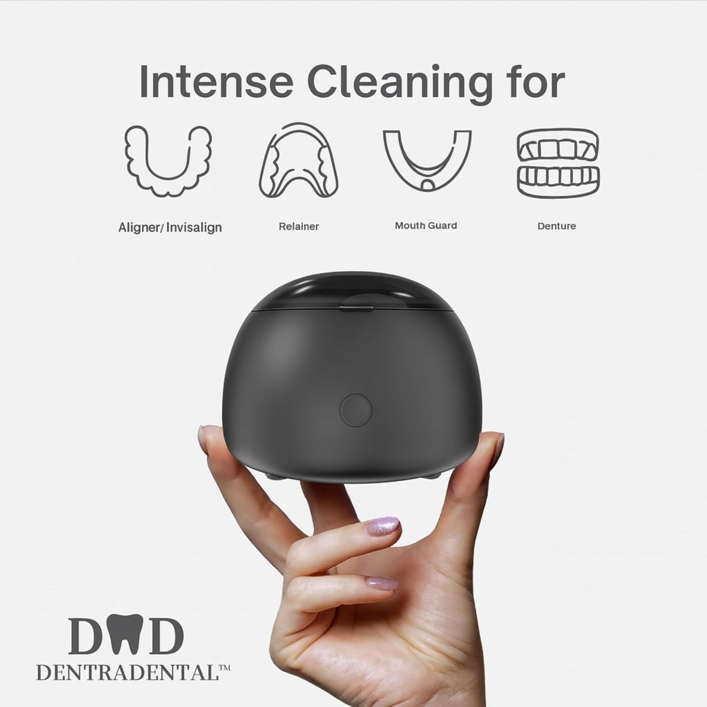 45KHz Ultrasonic Retainer Cleaner Machine, 230ML UV Cleaner for Retainer, Denture, Mouth Guard, Aligner, Braces, Toothbrush & Jewelry | 3 Digital Timer Modes | Black