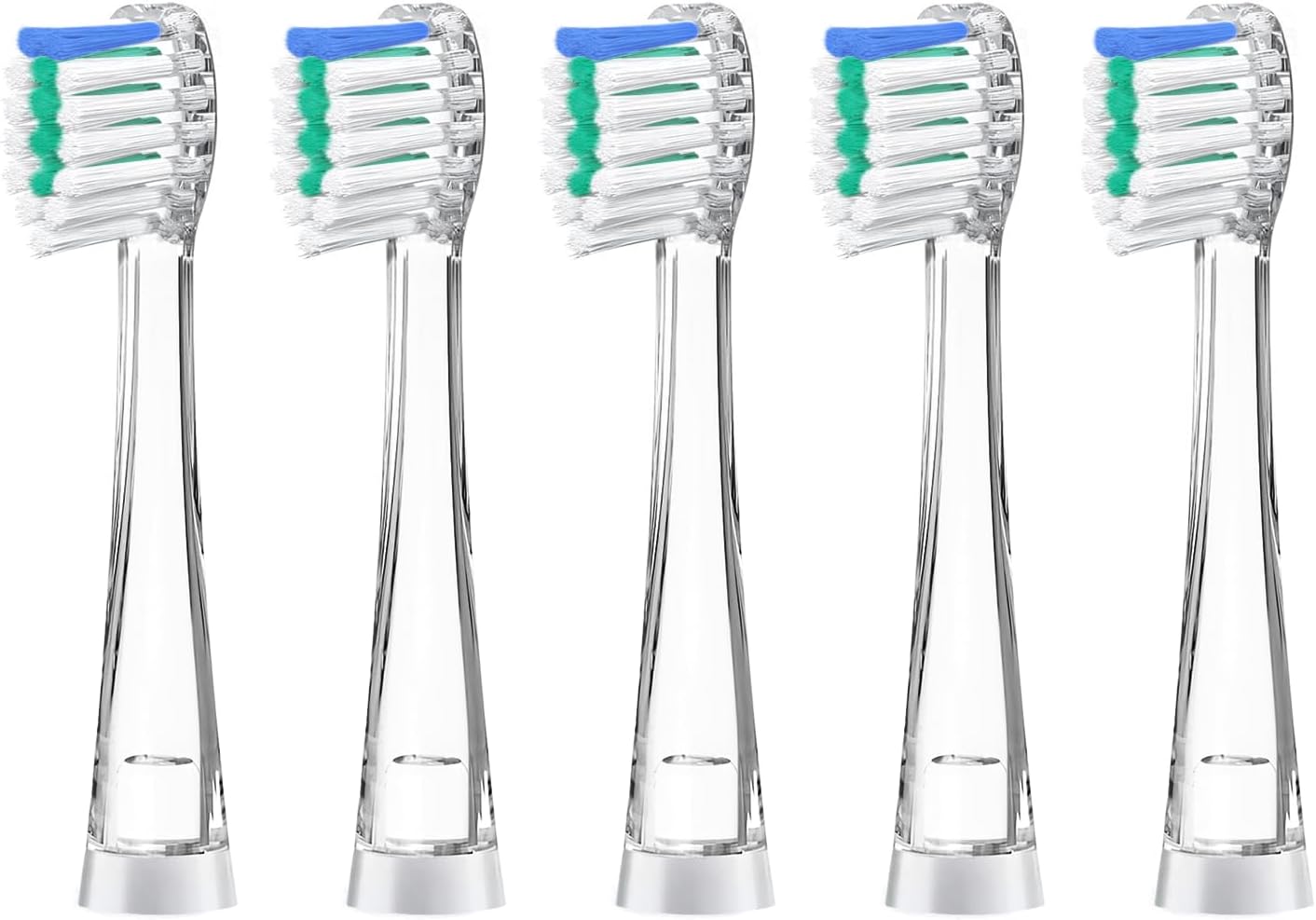 Teeteck 5 Pack Kids Toothbrush Replacement Heads Compatible with SEAGO SG513/SG977/SGEK6, DadaTech DT-K6/DT-BB1/DT-977, Brush-Baby WildOnes (Ages 18-36 Months/Green)