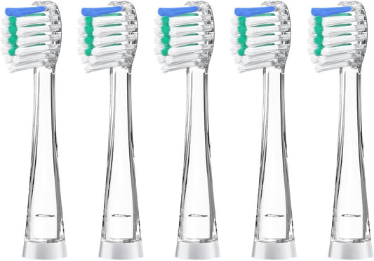 Teeteck 5 Pack Kids Toothbrush Replacement Heads Compatible with SEAGO SG513/SG977/SGEK6, DadaTech DT-K6/DT-BB1/DT-977, Brush-Baby WildOnes (Ages 18-36 Months/Green)