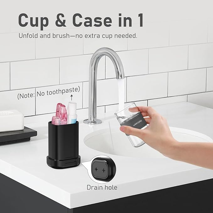 Toothbrush Travel Case Kit,Portable Folding Tooth Brush Holder and Toothpaste Cover Container with Mouthwash Cup, Oral Clean Tools Organizer for Traveling, Bathroom, Camping, Business Trip(1Pack）