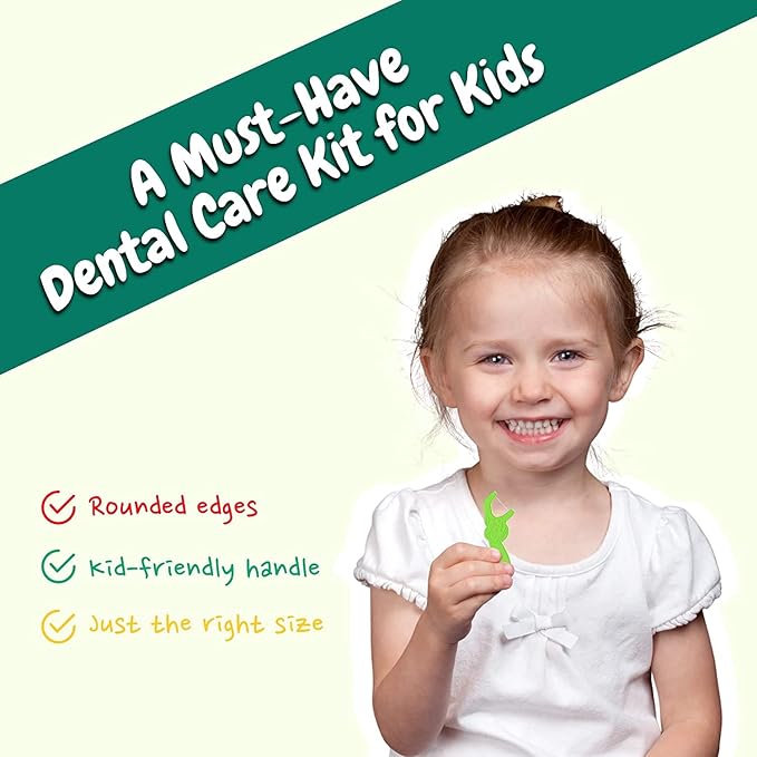 Dr. Ram's Fun Flexi Flossers for Kids - 300 Count Kids Dental Floss - Anti-Ouch Shape with Puzzle and Game - Light Citrus Fruit Scent Kid Floss