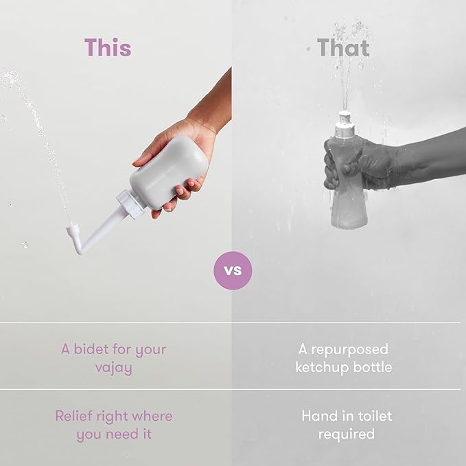 Frida Mom Upside Down Peri Bottle Sprayer, Perineal Care & Postpartum Recovery, Portable Travel Bidet & Perineal Cleanser with Travel Bag, Postpartum Essential, Gray