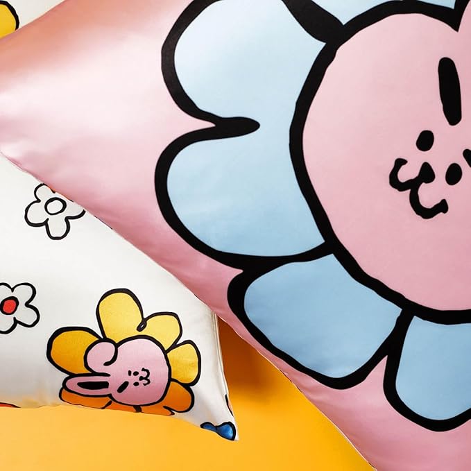 Kitsch x BT21 (Cooky) Satin Pillowcase with Zipper for Hair & Skin - Softer Than Silk Pillow Cases, Smooth Cooling Pillow Cover, Wrinkle-Free, Machine Washable, King Size (19x36)