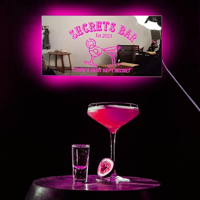 Personalized Bar LED Custom Light Up Mirror Multi Colour Lighting, Custom Name Neon Sign Light Wall Decor for Bedroom, Bar, Barber Shop