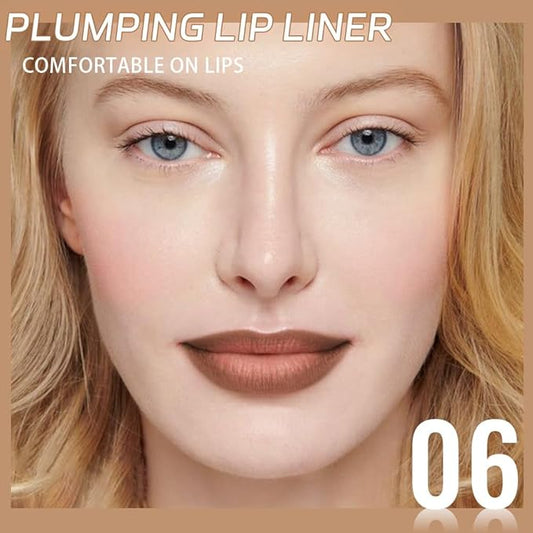 Matte Lip Liner Pencil, Long-Lasting Creamy Formula with Silicone Smudger, Waterproof Non-Staining Crayon for Lip Contouring, Plump Define Sculpting 06#