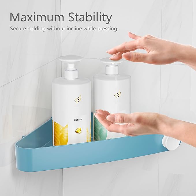 Sotfamily Shower Caddy Corner, 4 Pack Adhesive Corner Shower Shelves for Bathroom Organizers and Storage, Rust Free Plastic Rack for Bathroom Accessories & Decor, Light Blue
