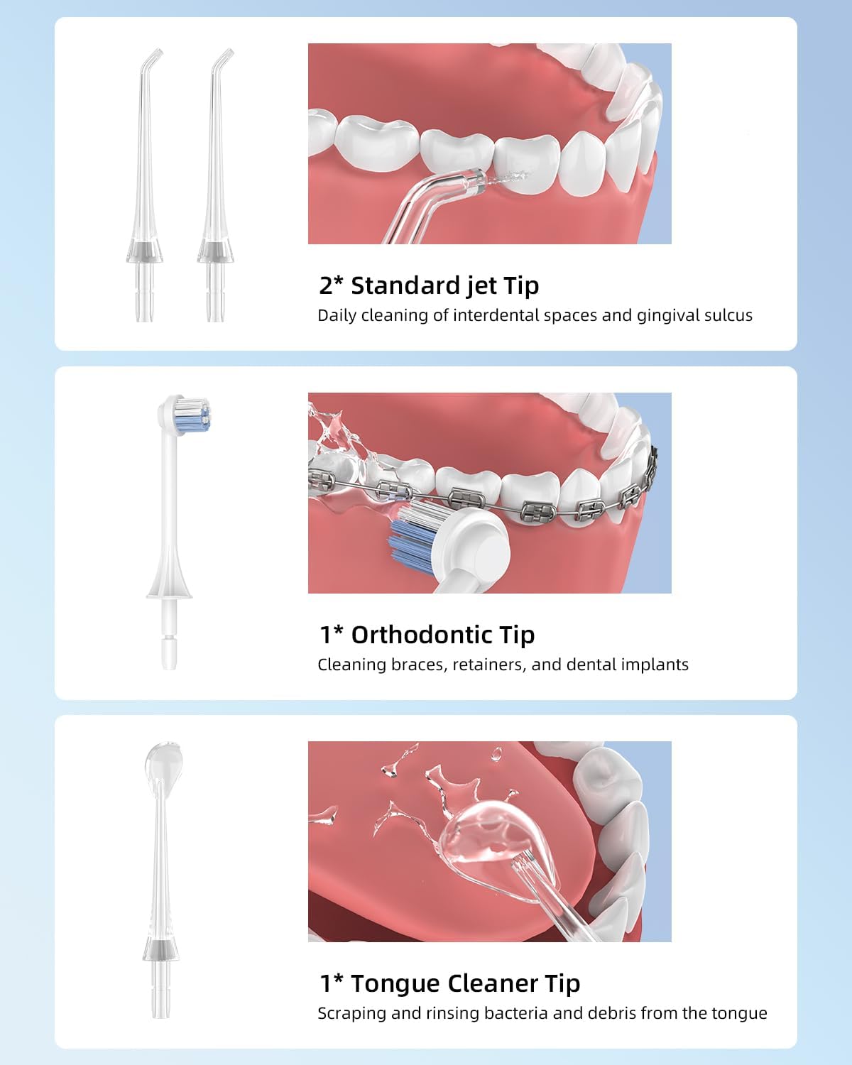 Water Dental Flosser, 300ML Cordless Oral Irrigator Rechargeable Dental Flosser Picks with 9 Levels 5 Jet Tips,IPX7 Waterproof Teeth Cleaner for Braces Gum Care (White)