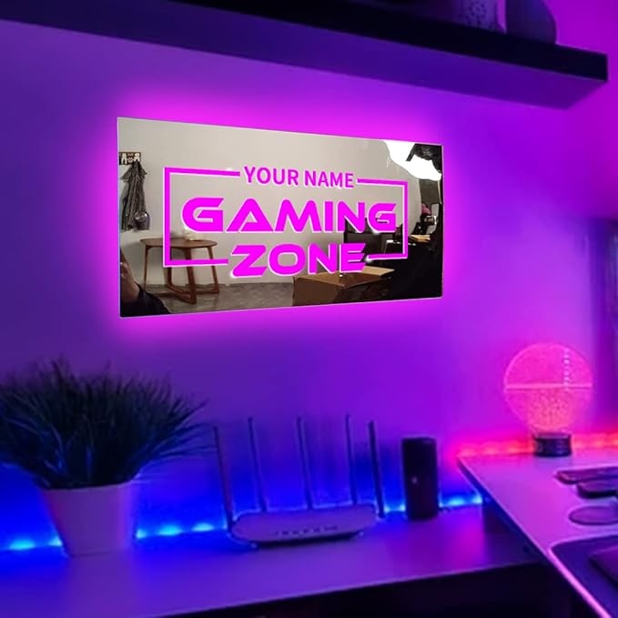 Tag Salon Custom LED Name Mirror - Multi Colour Lighting, Neon Sign Wall Decor for Bedroom, Bar, Barber Shop