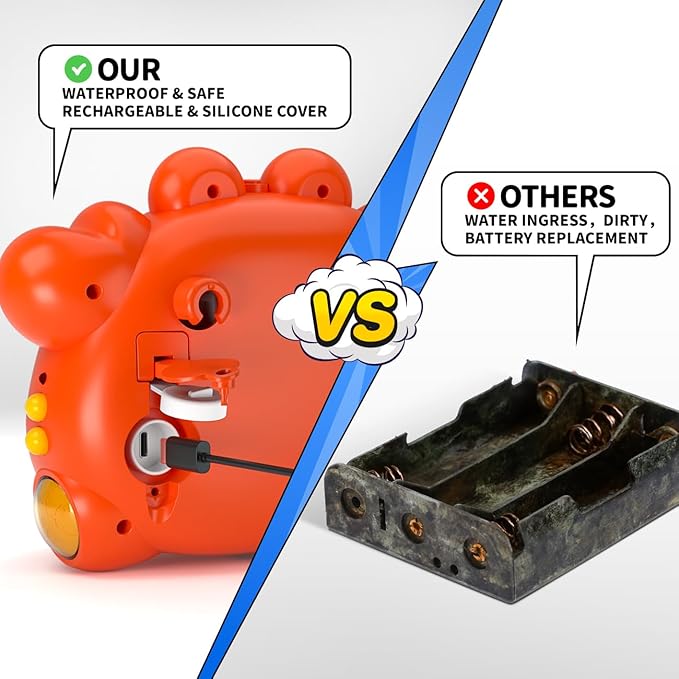 Red Crab Bath Toys for Kids 1-3 & Babies 6-12 Months, Baby Bath Shower Head, Rechargeable Light Up Bubble Machine with Music, Birthday for Toddler Girls Boys (Bathtub Use)