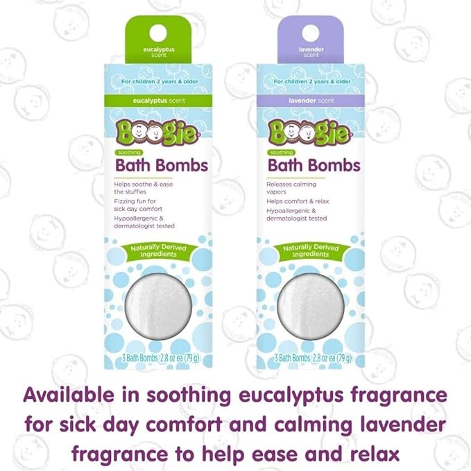 Boogie Kids Bath Bombs, Naturally Derived, Made with Aloe and Calming Vapors, Lavender, 3 Bath Bombs, 2.8 oz, Pack of 1