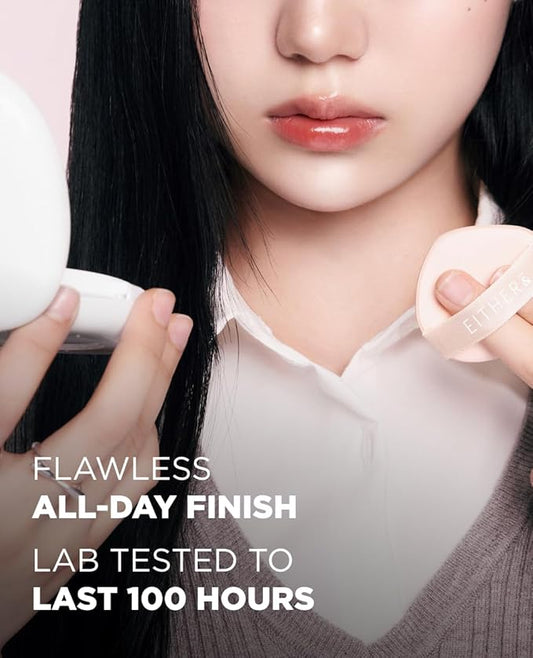 EITHER& Glow Pixel Cushion Foundation, Natural Coverage, Glow Finish – Up to 100 Hours, Moisturizing and Hydrating, Korean Beauty (#21P Rosy, 12g)