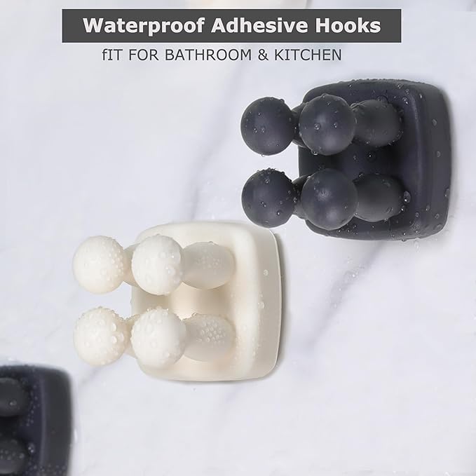 Silicone Toothbrush Holder Multi-Function Hook Waterproof self Adhesive Single Toothbrush Hook Plug Holder for Wall for Hanging Bathroom Kitchen Living Room Office (Square-Cream)