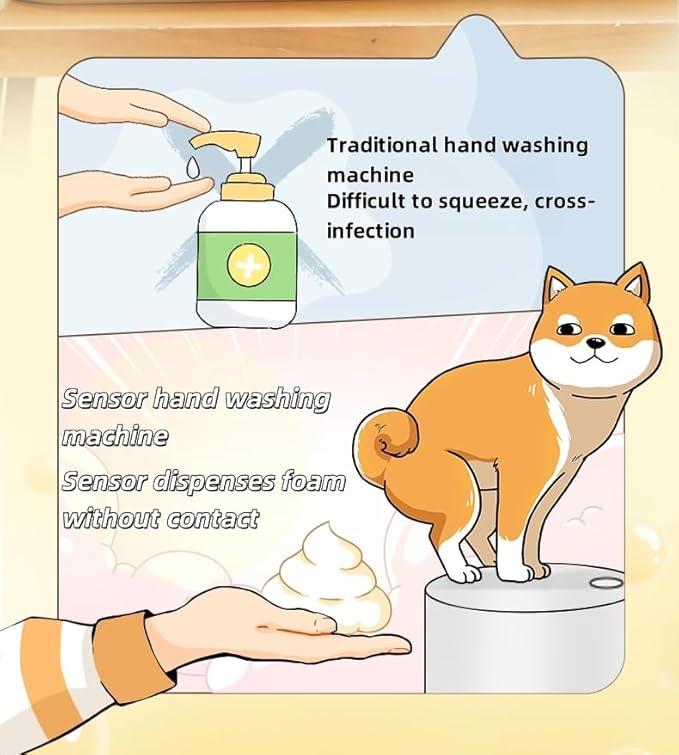 Fun Animal Series Foam Soap Dispenser-Shiba Inu,Pigeon,Shaped Foam Hand Washer,Automatic Soap Dispenser for Bathroom & Kitchen, Hilarious Gift for Kids, Adults (Shiba Inu Series (Black Shiba))