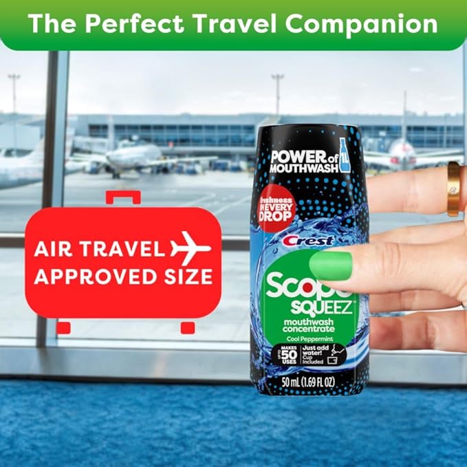 Crest Scope Squeez Mouthwash Concentrate, Cool Peppermint Flavor, 50mL Bottle, Equal Uses up to 1L Bottle *vs 1L Scope Outlast Mouthwash, Squeez to Control The Strength