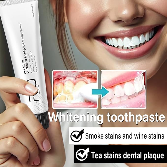 R&O Ageratum Whitening Toothpaste with Bamboo Charcoal, 3.53 oz - Removes Stubborn Stains, Great for Teeth Whitening, Reduces Plaque, Promotes Oral Health with Long - Lasting Fresh Breath (2 Tubes)