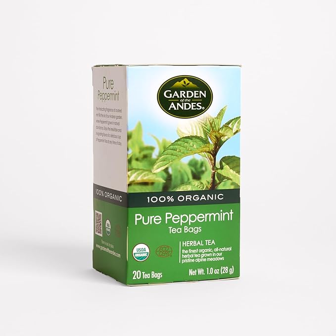 Garden of the Andes - Peppermint Tea - 6 x 20 Tea Bags (120 Count) - USDA Organic Caffeine-Free Herbal Infusion - Refreshing menthol aroma and digestive support