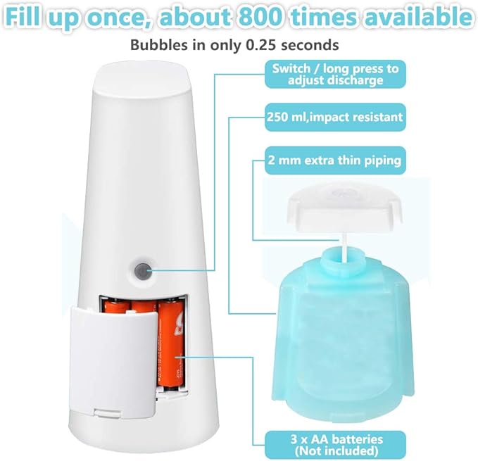 LAOPAO Automatic Foaming Soap Dispenser - Hand Free, Touchless, Countertop Soap Pump for Kitchen & Bathroom - Blue
