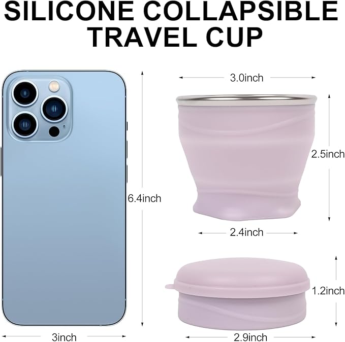 Collapsible Water Cup 6oz/180ml - Collapsible Cup - Silicone Collapsible TravelCup - Silicone Folding Camping Cup with Lids - Foldable Drinking Cup - for Travel, Camping, Hiking, Outdoor Sports