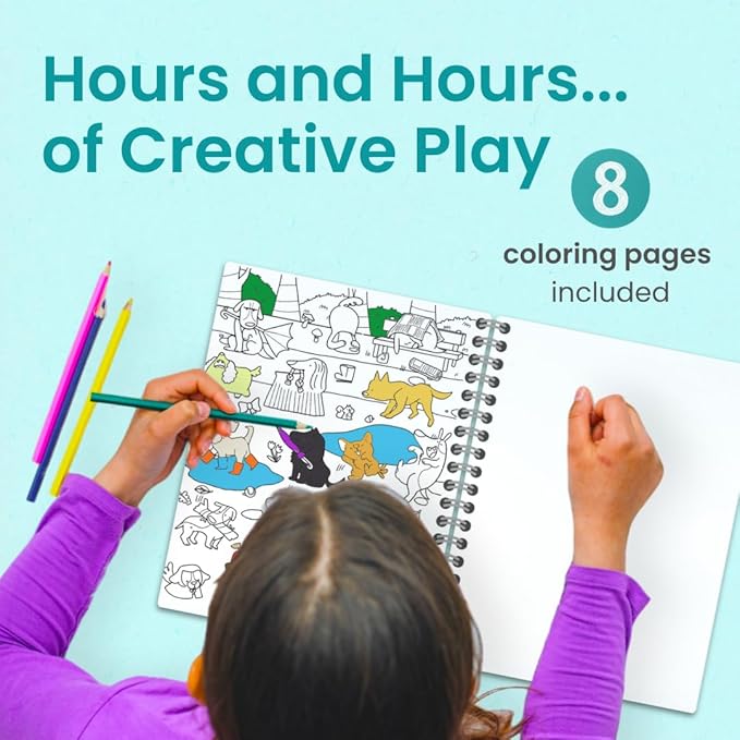 Cupkin Pawsome Day Sticker Book Activity for Kids, Toddler Airplane Travel Essentials, 300+ Kid's Stickers + 8 Scenes + Coloring Book Pages, Animal Lover Gift, Kids Crafts for Ages 2-8