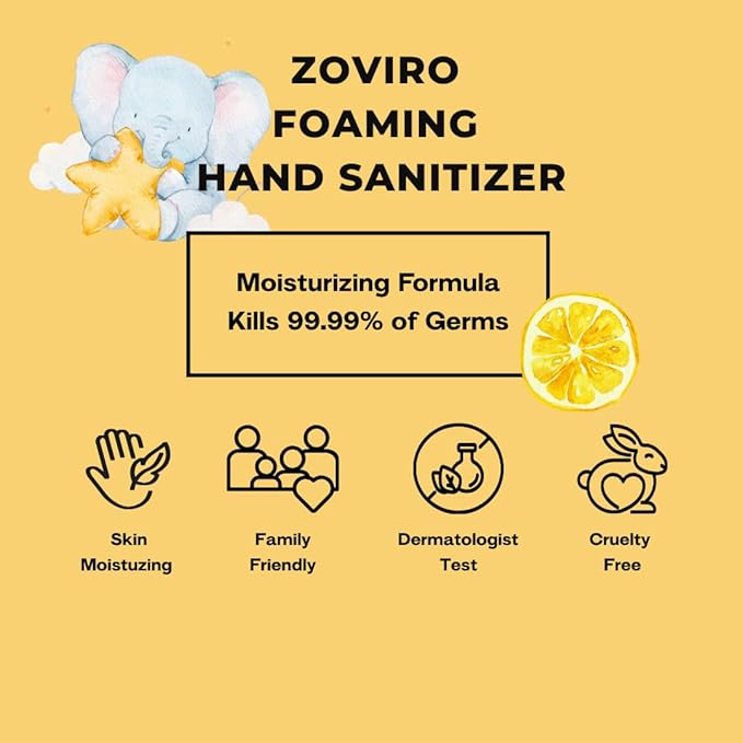 Zoviro Foaming Hand Sanitizer, 9.5oz Pump Bottle, Alcohol-Free, Citrus Fresh Scent, Moisturizing with Aloe, Non-sticky, No Rinse (PACK OF 4)