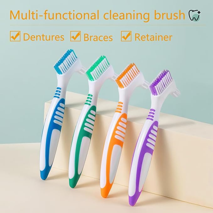 [2025 Upgrade] 9Pcs Denture Brush，Denture Toothbrushes，Denture Cleaning Brush ，Double Sided Toothbrush，9Color