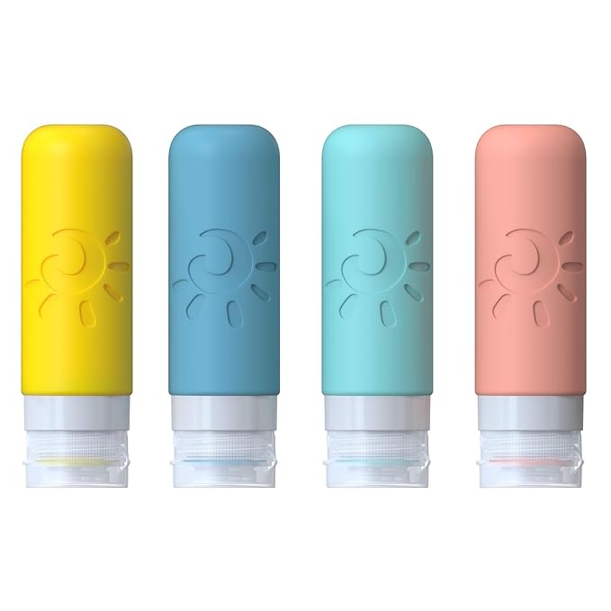 Travel Bottles for Toiletries, TSA Approved Travel Containers 3oz Leak Proof Travel Tubs Refillable Liquid Travel Accessories for Shampoo Conditioner Lotion Body Wash(Multicolored B)