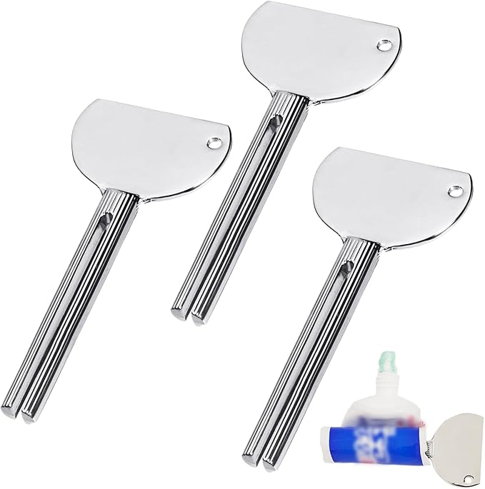 3 Pcs Toothpaste Tube Squeezers,Stainless Steel Toothpaste Squeezer,Metal Manual Dispenser Roller Tube Wringer,Tube Key Tooth Paste Squeezer for Home Toothpaste Paint,Cream, Cosmetic and Hair Dye