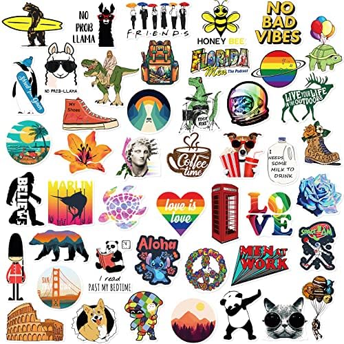 100 PCS Water Bottle Stickers for Kids Teens Girls Adults, Aesthetic Cute Vinyl Waterproof Vsco Cool Stickers, Laptop Scrapbook Skateboard Computer Car Sticker Packs