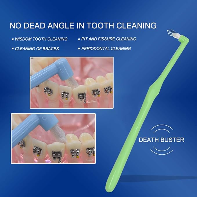 Angzhili 9-Piece Interspace Toothbrush Set - Tapered Orthodontic Brushes for Hard-to-Reach Areas, Gap Toothbrush for Braces, Bridges & Implants