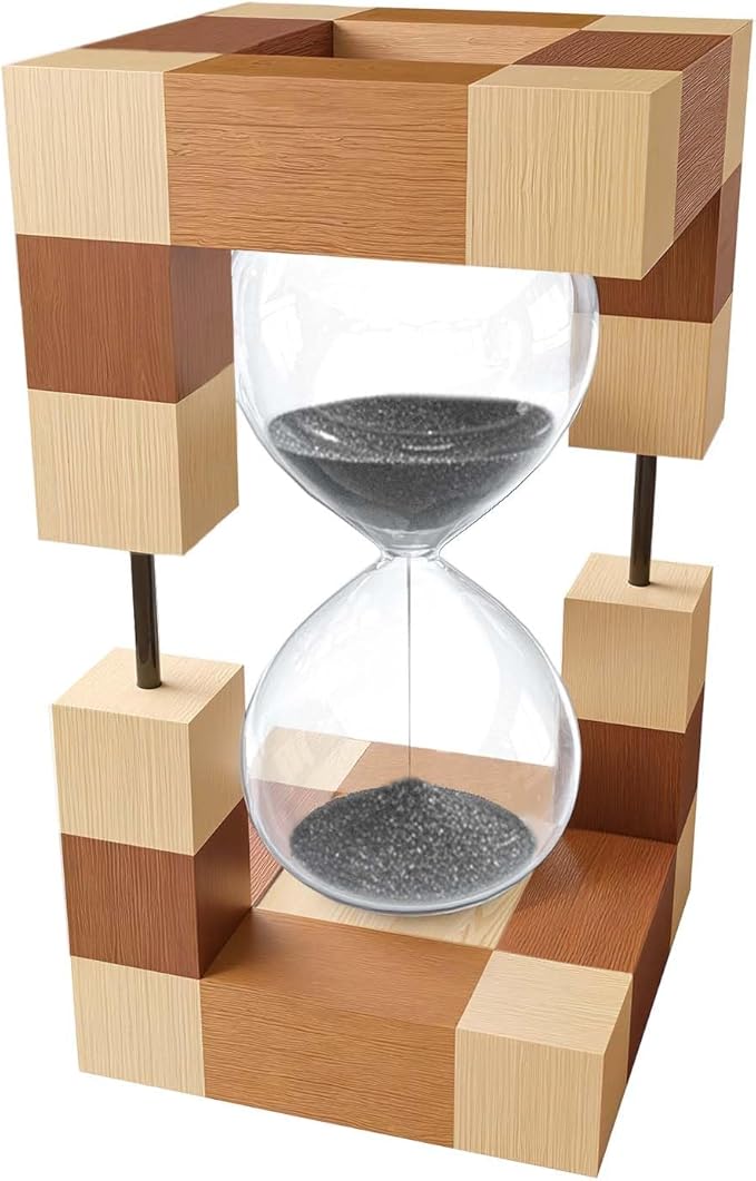 Sand Timer 30 Minute, Large Wooden Hourglass, 30 Min Wood Sand Clock Hour Glass, Reloj De Arena, Decorative Sandglass, Home, Classrom, Office, Cooking, Black Sand