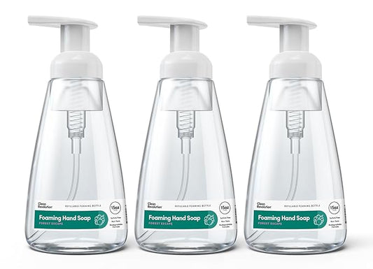 Clean Revolution Ready to Use Foaming Hand Soap| Three Pack | Jumbo 15oz Bottles | Gentle, Moisturizing & Eco-Friendly | Real Essential Oils | Forest Escape | 45 Total Fl Oz, Clear