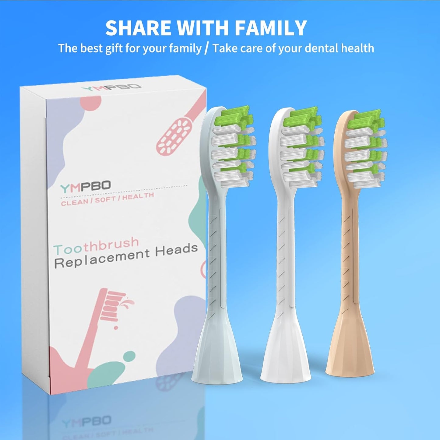 Toothbrush Replacement Heads Compatible with Philips One Series Sonicare Battery Toothbrush BH1022/03, 10 Pack Replacement Heads, Soft Bristles, Mint Light Blue