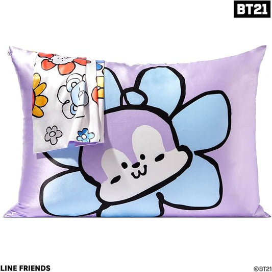 Kitsch x BT21 (Mang) Satin Pillowcase with Zipper for Hair & Skin - Softer Than Silk Pillow Cases, Smooth Cooling Pillow Cover, Wrinkle-Free, Machine Washable, Queen/Standard (19x26)