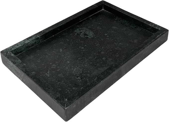 Natural Green Marble Tray for Bathroom | Kitchen | Vanity | Desktop, Stone Organizer for Coffee Table, Dresser, Nightstand, Candles, Soap, Towel, Plant, Jewelry (12" x 8"), Rectangular