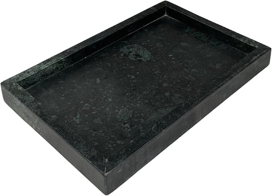 Natural Green Marble Tray for Bathroom | Kitchen | Vanity | Desktop, Stone Organizer for Coffee Table, Dresser, Nightstand, Candles, Soap, Towel, Plant, Jewelry (12" x 8"), Rectangular