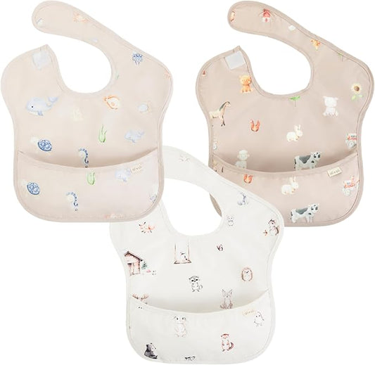Ali+Oli Smock Bibs for Babies, BPA-Free Oeko-Tex Certified, Waterproof Baby Smock, Machine Washable, Toddlers Ages 6m+