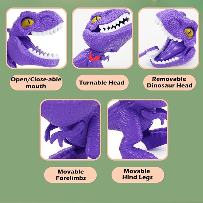 10PCS Plastic Dinosaur Simulation Dentist Play Set Animation Medical Kit Pretend Toy for Kids Hygienic Habbit Cultivation Role Play Game for Children 5 Models OPP Bag Packaging (Yellow)