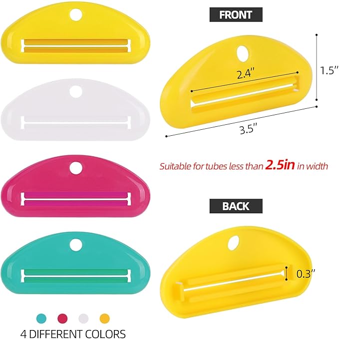 8Pcs Toothpaste Tube Squeezer Dispenser for Toothpaste Cream Cosmetics and Paint (Colorful)