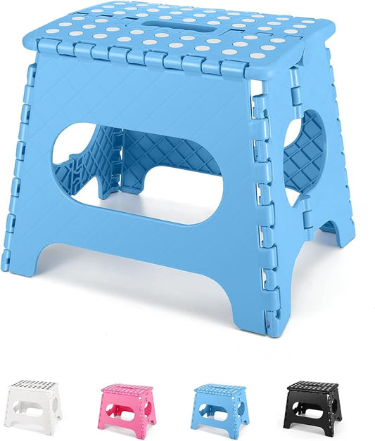 Dyforce Folding Step Stool 11 Inch, Durable Kids Step Stool, Heavy Duty Step Stools for Adults, Compact Foot Stools, Light-Weight Toddler Step Stools for Kitchen, Bathroom, Holds Up to 300 lbs (Blue)