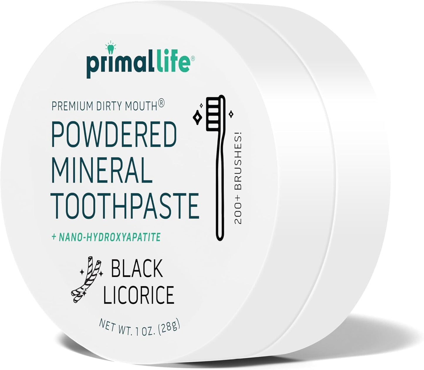 Primal Life Organics - Dirty Mouth Toothpowder, Tooth Cleaning Powder, Flavored Essential Oils with Natural Kaolin & Bentonite Clay, Good for 200+ Brushings, Organic, Vegan (Black Licorice, 1 oz)