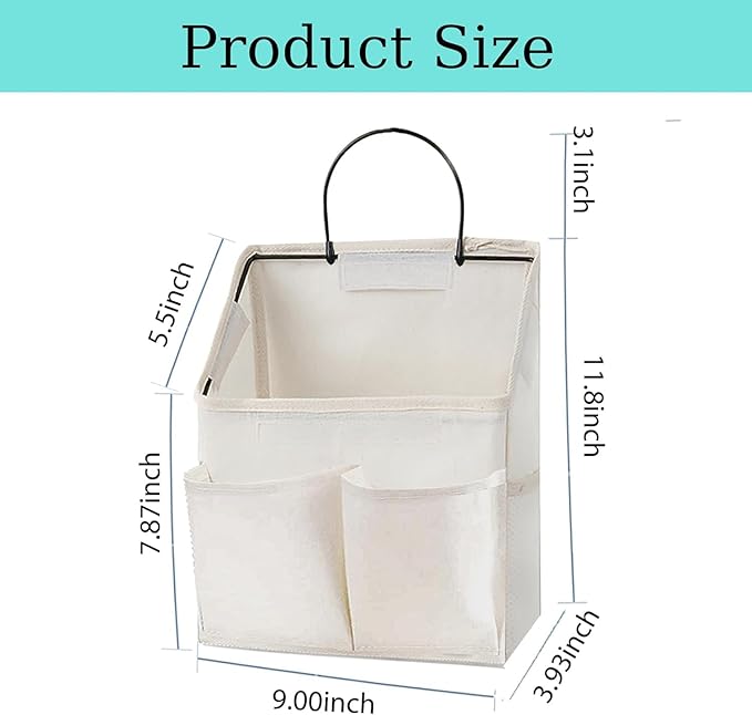 2 Pack Wall Hanging Storage Basket,Wall Hanging Organizer Bags with Pockets, Wall organizer Storage for Dormitory Bathroom Bedroom Kitchen(White-upgraded)