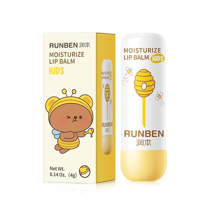 RUNBEN Kids Lip Balm Moisturizing Baby Lip Balm Gentle & Safe Lip Care for Toddler Chapped Lips, Birthday Christmas Gift for Family (0.14 oz)