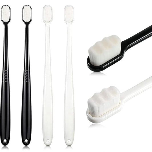 Boao 4 Pieces Extra Soft Toothbrushes for Sensitive Gums with 20000 Micro Nano Bristle for Adult Pregnant Gum Recession Elderly Braces, Protect Fragile Gums(Black, White)