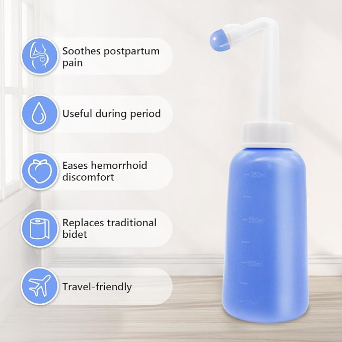 Peri Bottle for Postpartum Care,12 OZ Perineal Bottle Postpartum Essentials Upside Down Peri Bottle for Perineal Recovery and Cleansing After Birth (Purple)