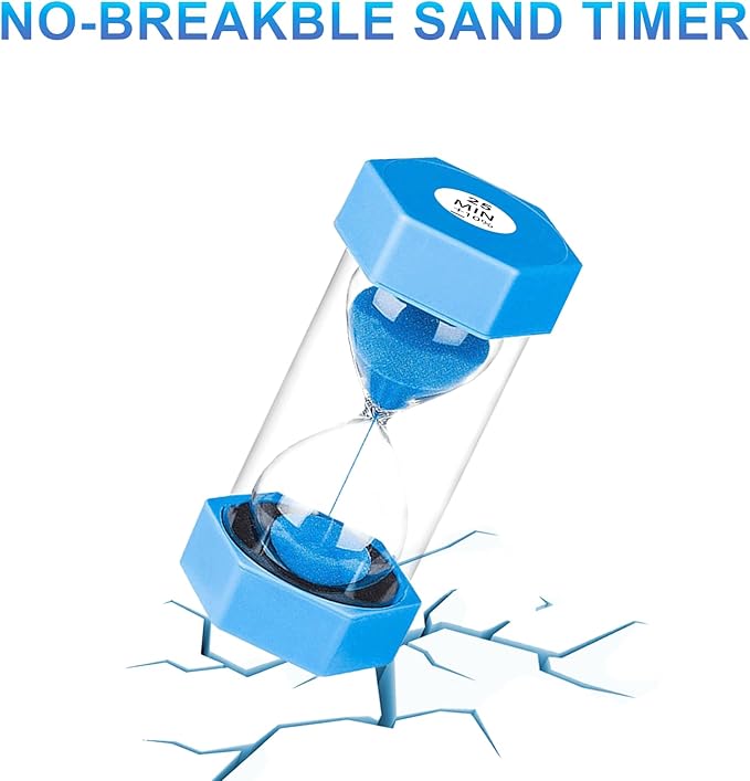 Hourglass Timer 25 Minute, Plastic Sand Clock 25 Min, Small Blue Sand Watch 25 Minutes, Colorful Hour Glass Sandglass Timer for Kids, Games, Classroom, Kitchen, Decorative