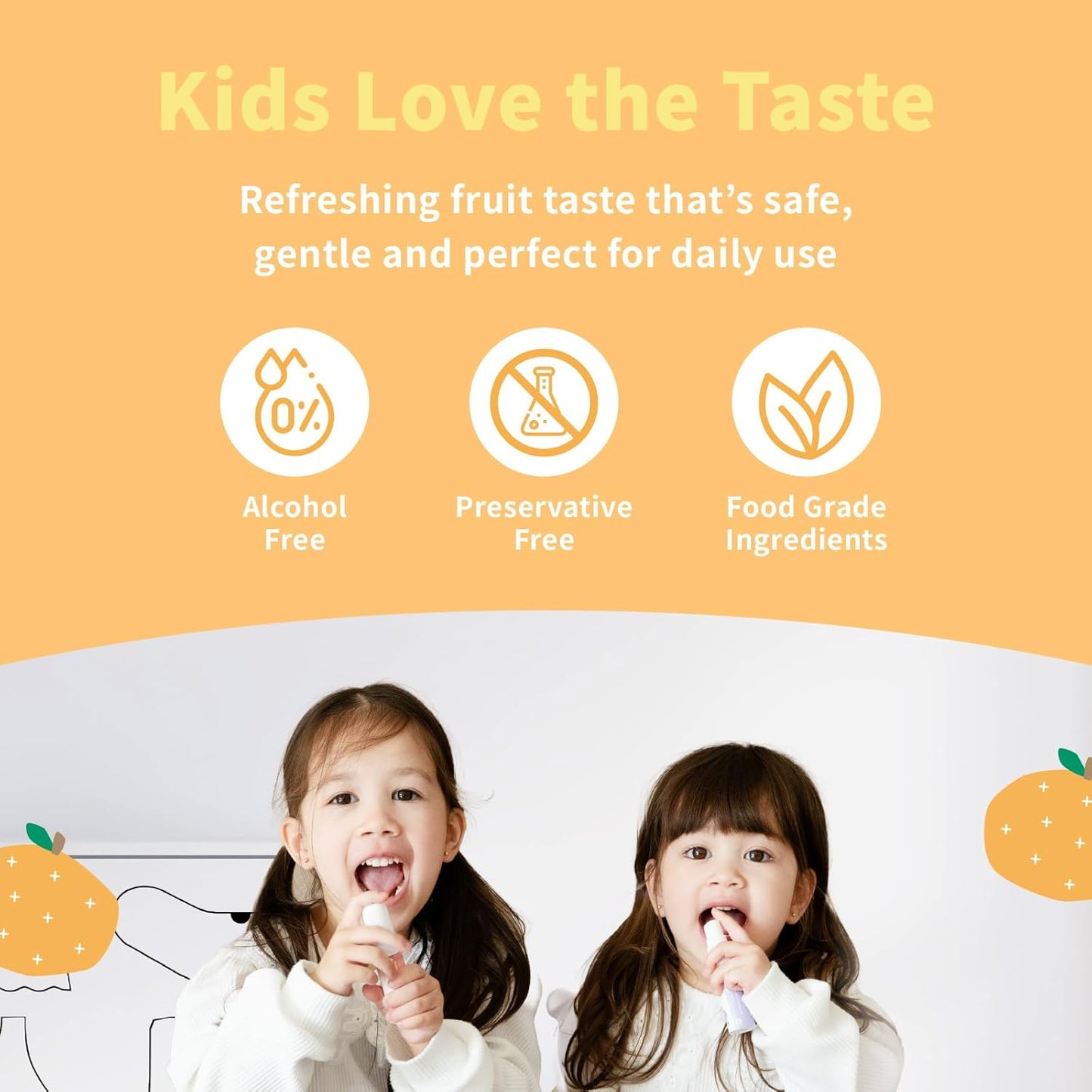 Mouth Spray for Kids, Toddler Toothpaste Helper, Fluoride Free Baby Toothpaste Cavity Protection, Oral Care with Natural P113+ Antibacterial Peptide - for Newborns to Age 12 (Citrus)