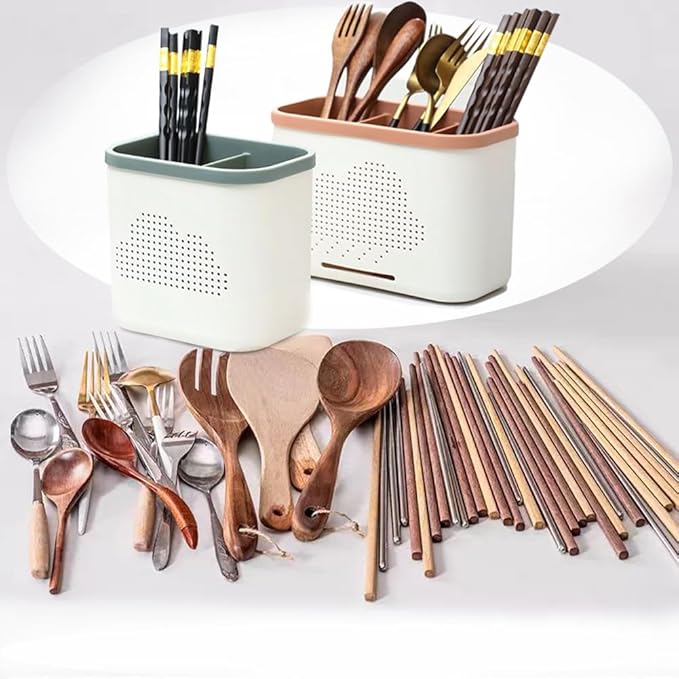 2 Slots Toothbrush Holder and Toothpaste Holder with Drain Hole, Detachable Easy Cleaning Multi-Functional Organizer Caddy Storage for Bathroom Vanity Sink Kitchen (White+Gray 2 compartments)