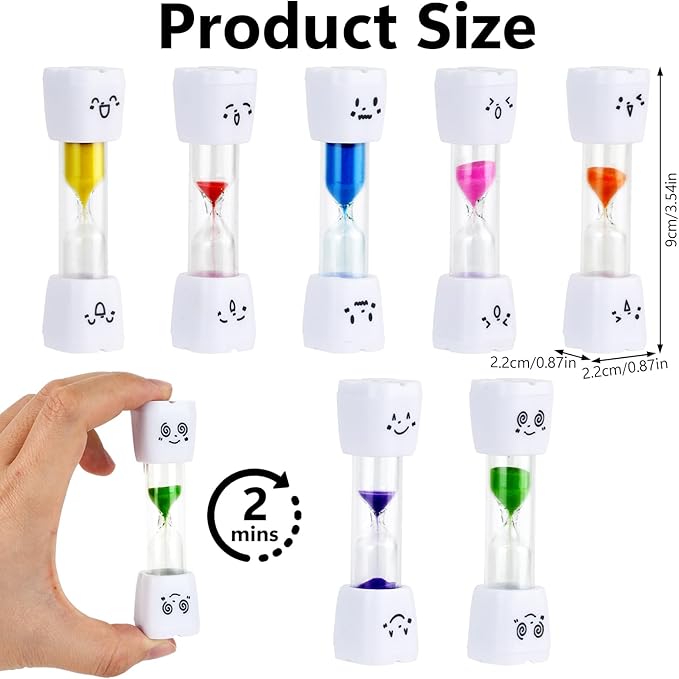 28PCS Brushing Teeth Timer Set, 7 Colors Colorful Hourglass Sand Clock,2mins Cute Smile Face Kids Sand Timer for Classroom Games Home Office,Smiling Toothbrush Timer for Kitchen Cooking, Decoration