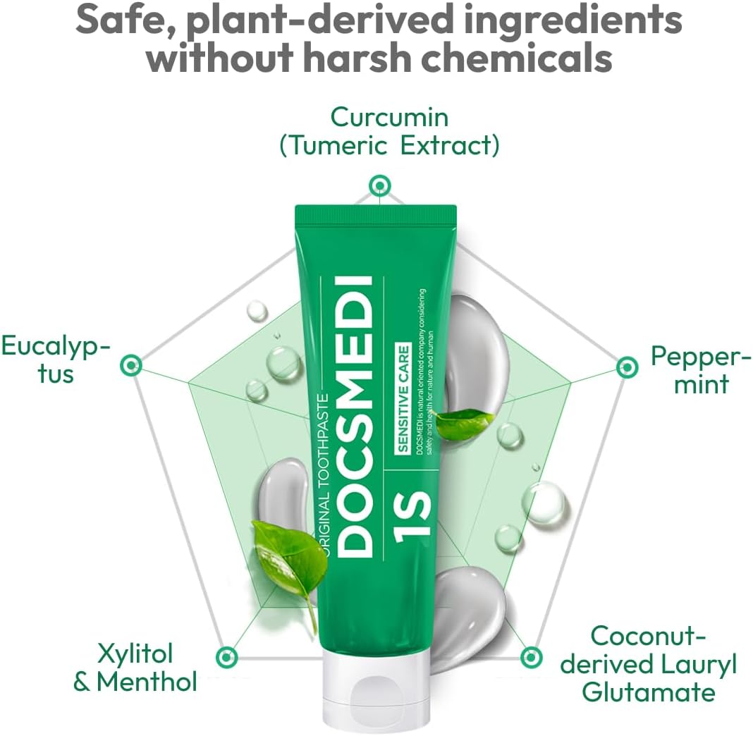 DOCSMEDI Doctrust K Kid-Friendly Toothpaste with 922 ppm Fluoride/Cavity Prevention/Removing Plague/Suppressing Bad Breath (1S Sensitive Toothpaste, Natural Mint)
