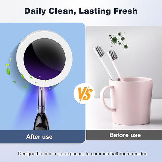 IYE Wall Mounted Toothbrush Holder, Rechargeable Portable Personal Toothbrush Cleaner with Cover for Bathroom and Travel, Keeps Brushes Fresh and Clean